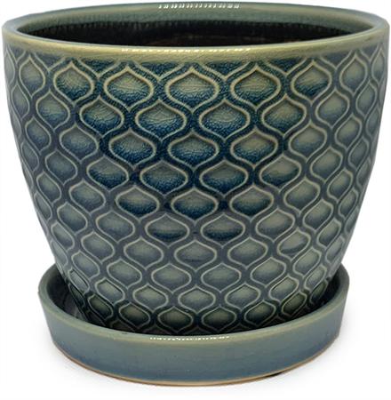 Ceramic Pot - Aqua Lattice