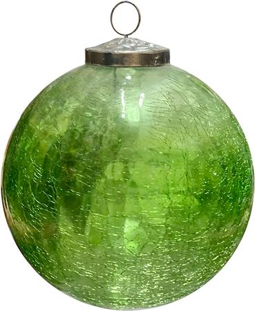 Ball Ornament - Green - Crackle