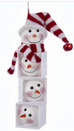 Snowman Head Block Ornament