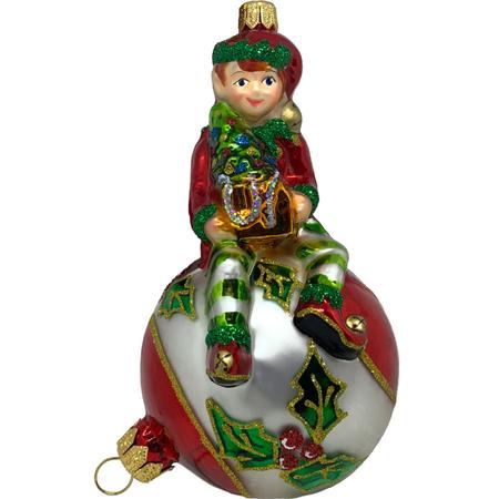 Elf on Christmas Ball Ornament