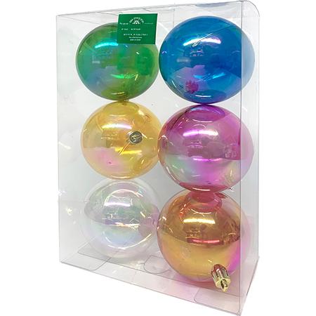 Shatterproof Multicolor Iridescent Ball Ornaments  6-Piece Set