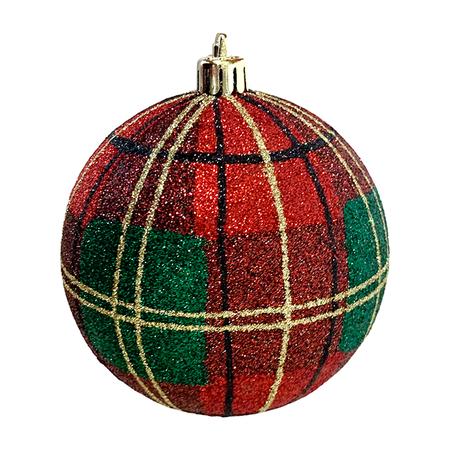 Ball Ornament - Glitter Plaid - 4