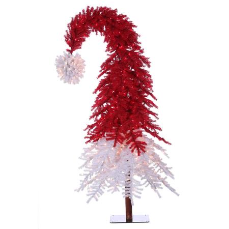 Santa Hat Alpine Tinsel Tree - 9' - Clear/Red