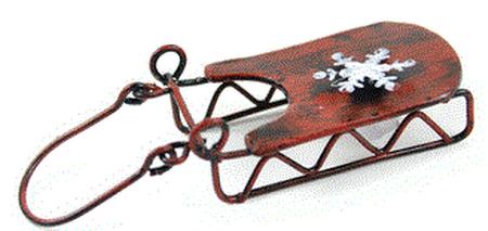 Miniature Garden Sled with Snowflake