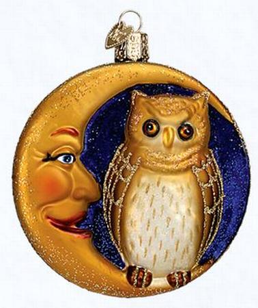 Owl in Moon Ornament
