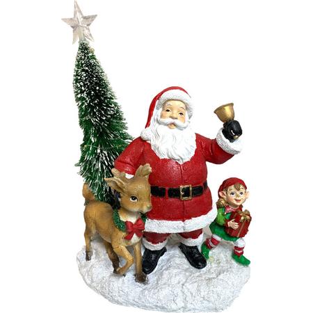 Santa w/Deer & Elf Lighted 12