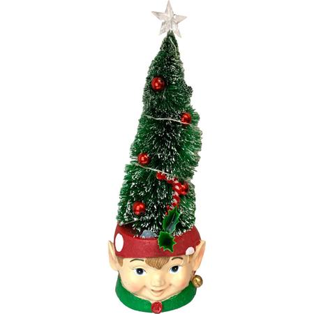 Elf w/ Lighted Tree 13.3