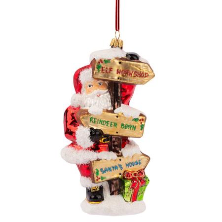 Santa By The Road Signs Ornament