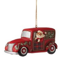 Highland Glen Santa Woody Wagon Ornament