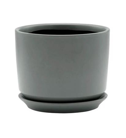 Large Charcoal Cylinder Pot with Saucer