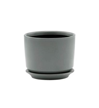 Small Charcoal Cylinder Pot with Saucer