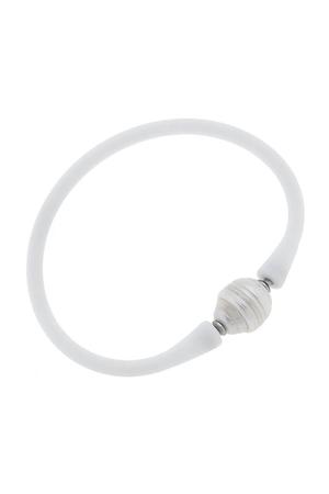 Bali Freshwater Pearl Silicone Bracelet In White