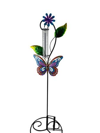 Butterfly and Flower Rain Gauge Blue/Pink 39 Inch
