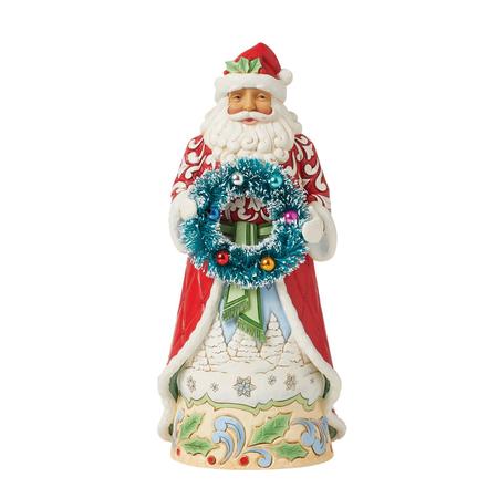 Santa with Sisal Wreath Figurine