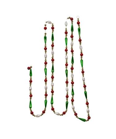 Gold, Red, Green and White Round Bead Garland