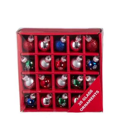 Miniature Multicolored Glass Ball Ornaments 20 Count