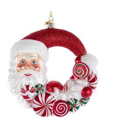 Bellissimo Glass Santa Candy Wreath Ornament