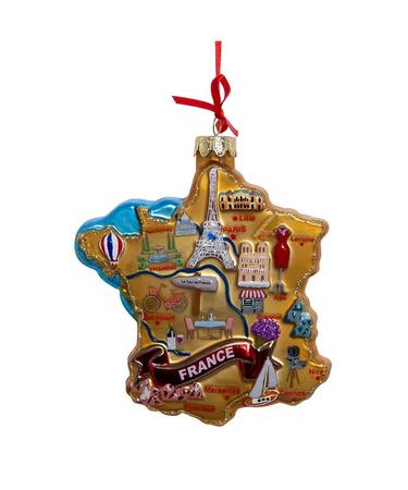 France Map Glass Ornament