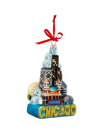 Chicago Cityscape Glass Ornament