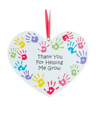 Teacher Handprint Heart Shaped Ornament