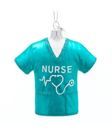 Noble Gems Nurse Scrubs Shirt Glass Ornament