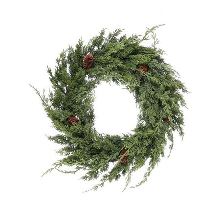 Real Touch Cedar Wreath w/ Cones 24