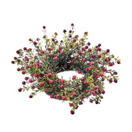 Mini Cranberry Leaf Wreath Candle Ring 15