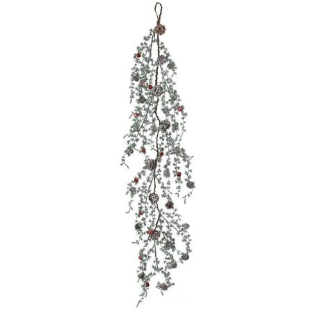 Frost Glitter Ming Pine w/ Jingle Bells Garland 54