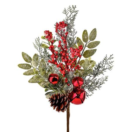 Frosted Jingle Bell Berry Pine Cone Spray 15