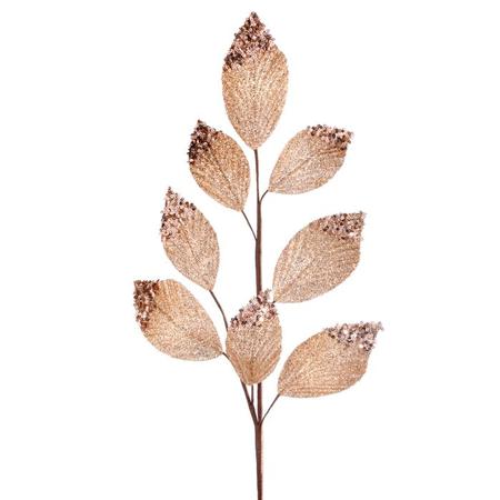 Glitter Sequin Beach Leaf Spray Bronze Gold 26