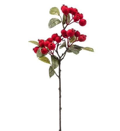 Red Flocked Berry Leaf Pick 19