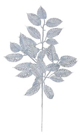 Glittered Salal Leaf Spray Silver 24