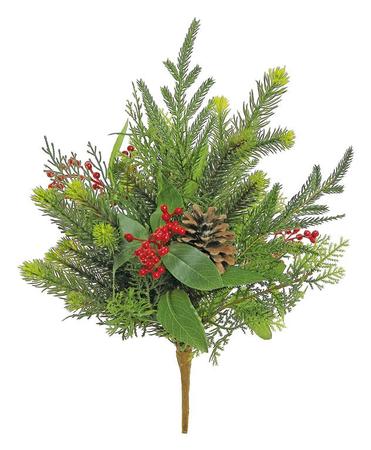 Mixed Greenery Cone and Berry Bush 18