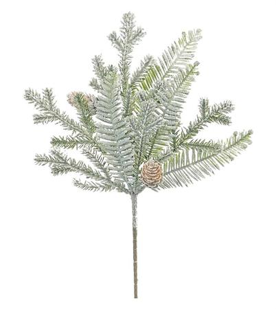 Frosted Hemlock Pine Pick w/ Cones 12