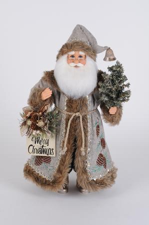 Lighted Silver Pine Santa