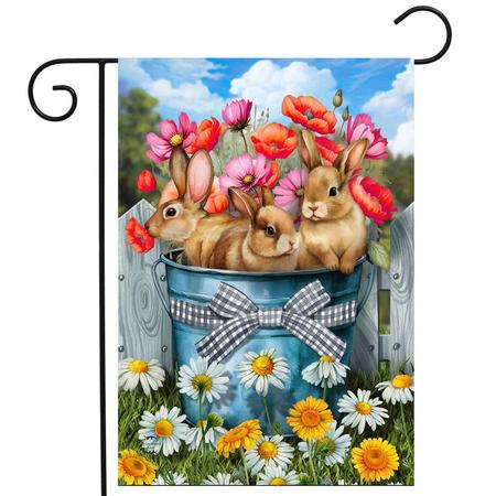 Bucket of Bunnies Garden Flag