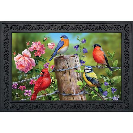 Fence Post Birds Spring Doormat