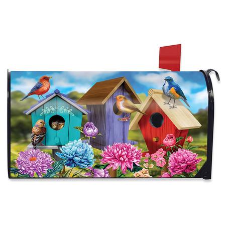 Colorful Birdhouses Spring Mailbox Cover