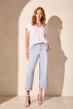 Audrey Comfort Stretch Pull-On Cropped Wide Leg Jeans Lt Surf