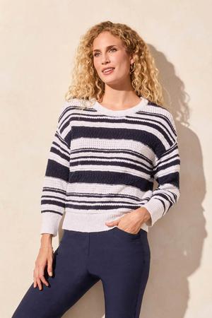 Stripe Scoop Neck Sweater Jet Blue