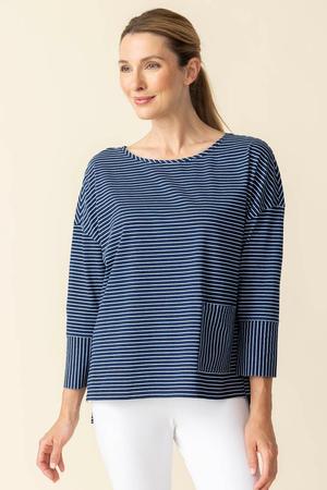 Stripe Boxy Crew Indigo