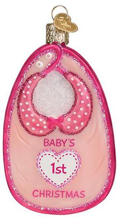 Baby Bib Ornament - Pink
