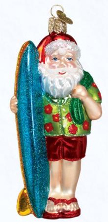 Surfer Santa Ornament